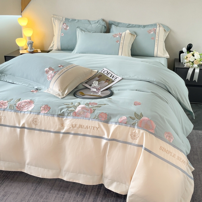 91家纺网 家纺一手货源 找家纺 （总）桃园 2025新款A类长绒棉纯棉不掉毛磨毛高端礼盒四件套-半亩花田