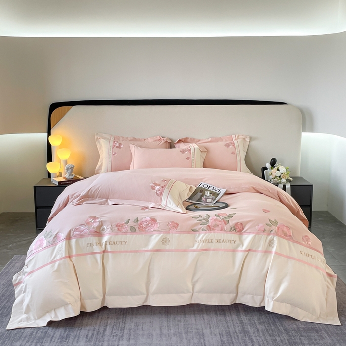 91家纺网 家纺一手货源 找家纺 桃园 2025新款A类长绒棉纯棉不掉毛磨毛高端礼盒四件套-半亩花田 半亩花田-少女粉