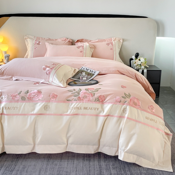 91家纺网 家纺一手货源 找家纺 桃园 2025新款A类长绒棉纯棉不掉毛磨毛高端礼盒四件套-半亩花田 半亩花田-少女粉