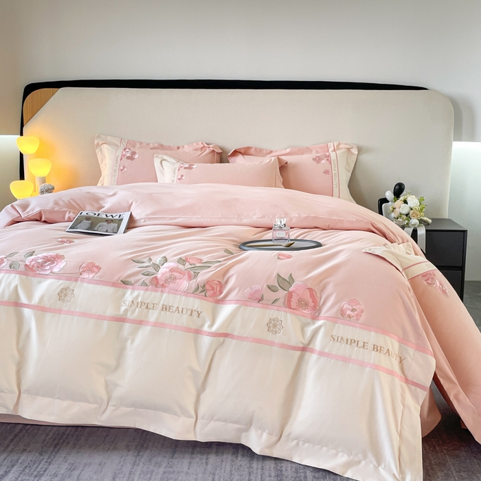 91家纺网 家纺一手货源 找家纺 桃园 2025新款A类长绒棉纯棉不掉毛磨毛高端礼盒四件套-半亩花田 半亩花田-少女粉