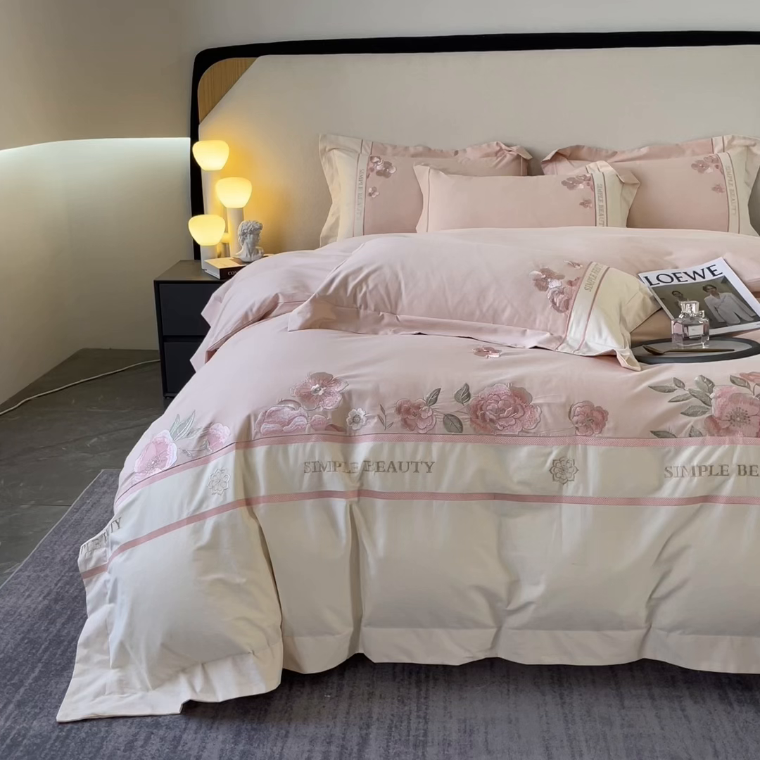 91家纺网 家纺一手货源 找家纺 桃园 2025新款A类长绒棉纯棉不掉毛磨毛高端礼盒四件套-半亩花田 半亩花田-少女粉