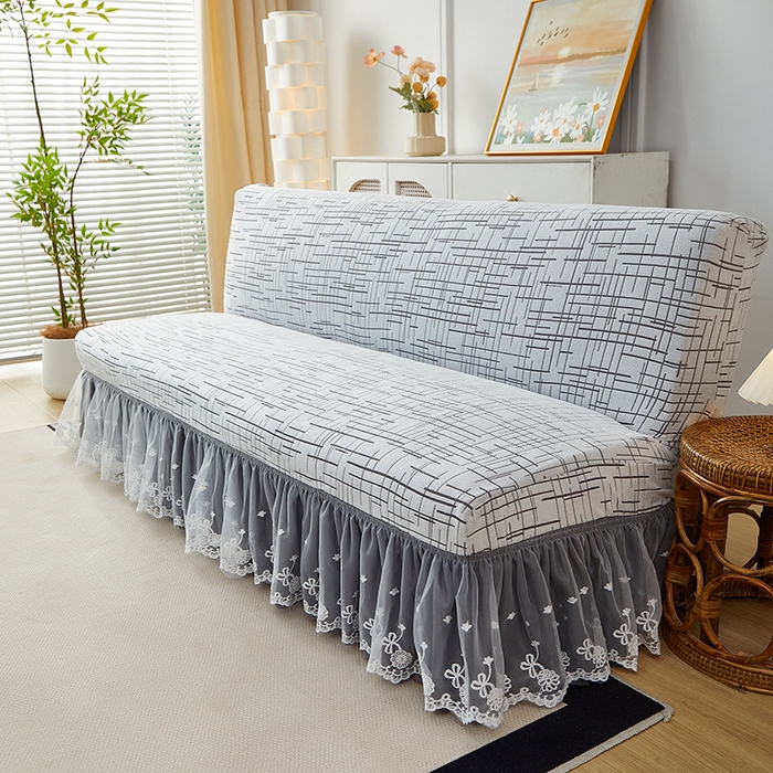 91家纺网 家纺一手货源 找家纺 丝绮鹿 2025新款裙边沙发床套 极简-灰