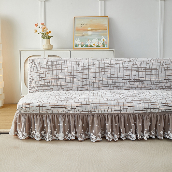 91家纺网 家纺一手货源 找家纺 丝绮鹿 2025新款裙边沙发床套 极简-咖