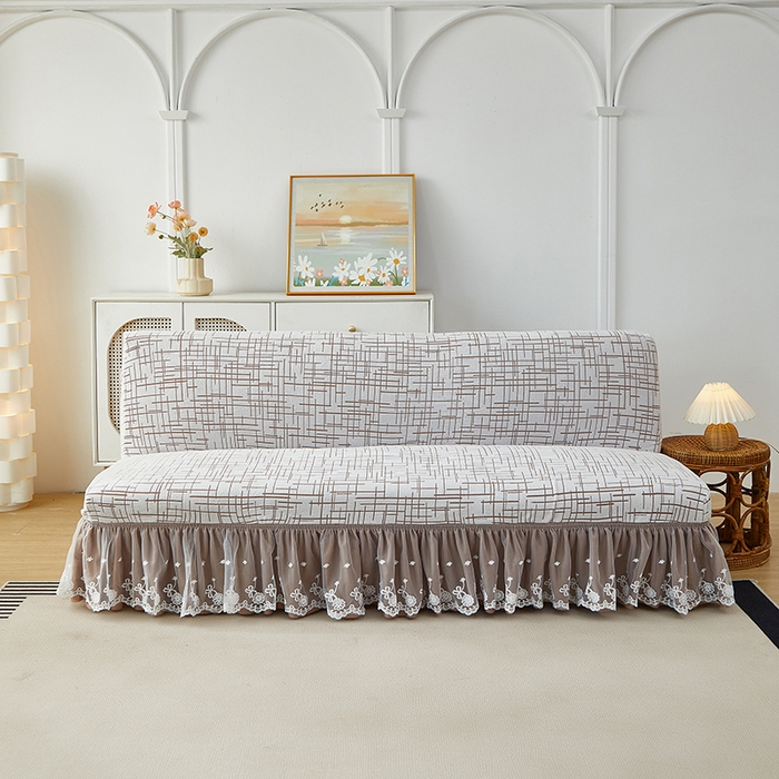 丝绮鹿 2025新款裙边沙发床套 极简-咖