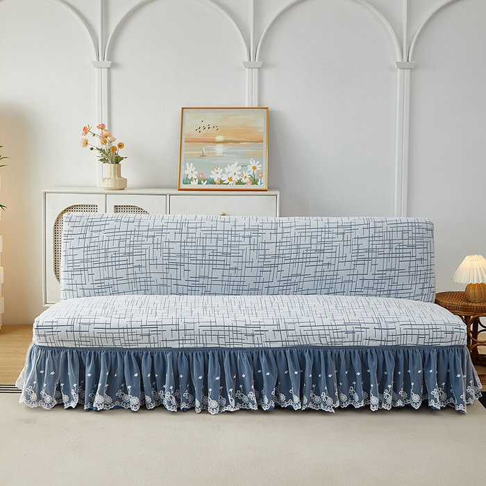 丝绮鹿 2025新款裙边沙发床套 极简-蓝