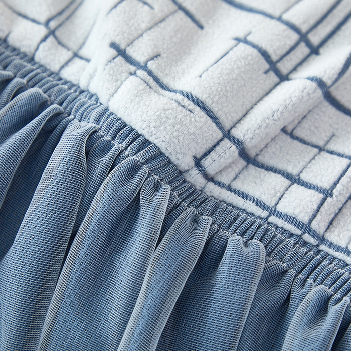 91家纺网 家纺一手货源 找家纺 丝绮鹿 2025新款裙边沙发床套 极简-蓝