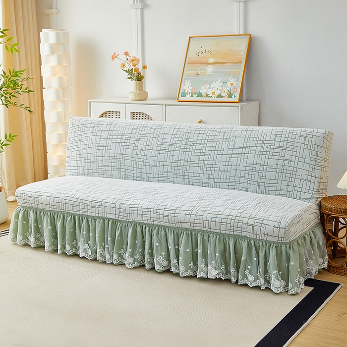 91家纺网 家纺一手货源 找家纺 丝绮鹿 2025新款裙边沙发床套 极简-绿