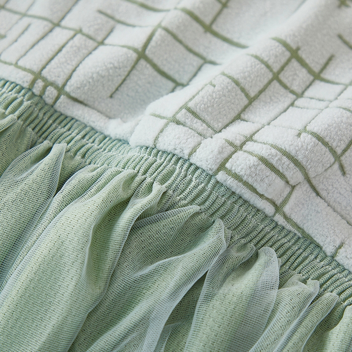 91家纺网 家纺一手货源 找家纺 丝绮鹿 2025新款裙边沙发床套 极简-绿