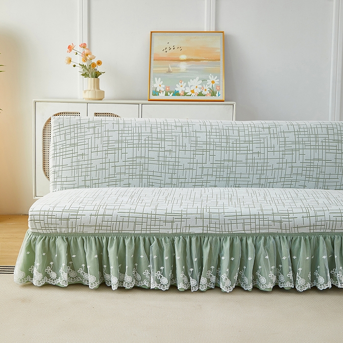 91家纺网 家纺一手货源 找家纺 丝绮鹿 2025新款裙边沙发床套 极简-绿