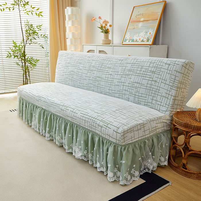 91家纺网 家纺一手货源 找家纺 丝绮鹿 2025新款裙边沙发床套 极简-绿