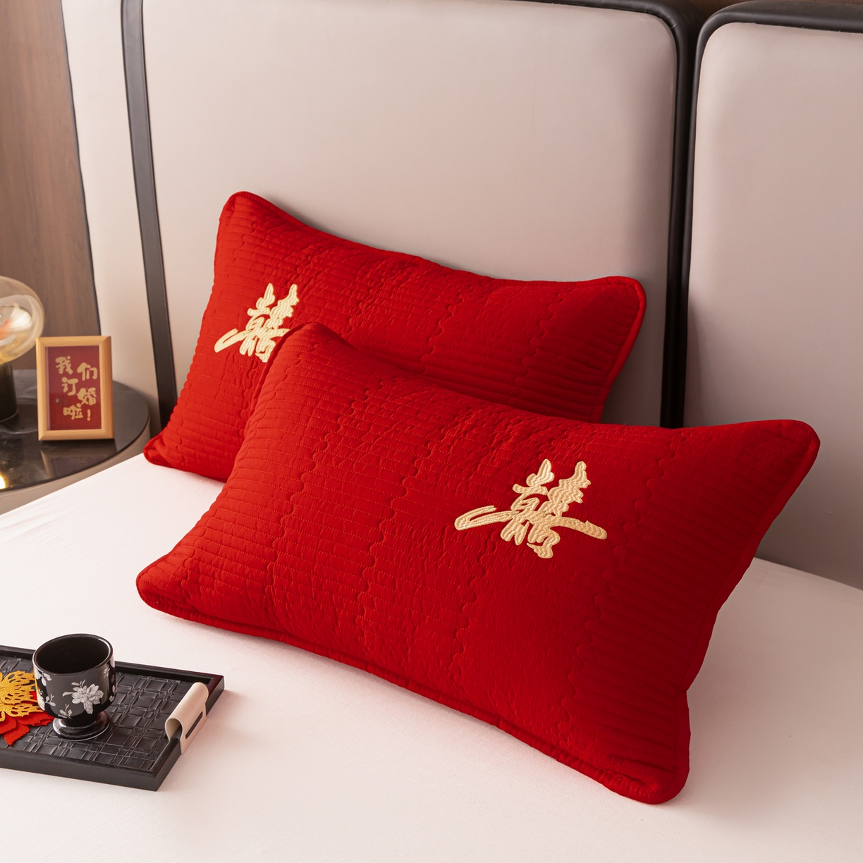 91家纺网 家纺一手货源 找家纺 卓缦家纺 2025新款婚庆加厚软床垫软床笠三件套婚庆床单床盖 喜嫁-床笠