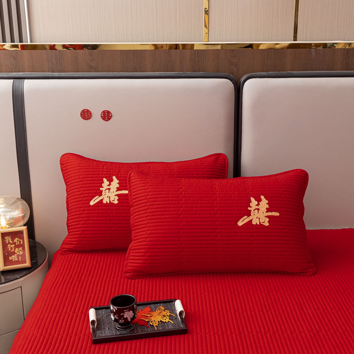 91家纺网 家纺一手货源 找家纺 卓缦家纺 2025新款婚庆加厚软床垫软床笠三件套婚庆床单床盖 喜嫁-床笠