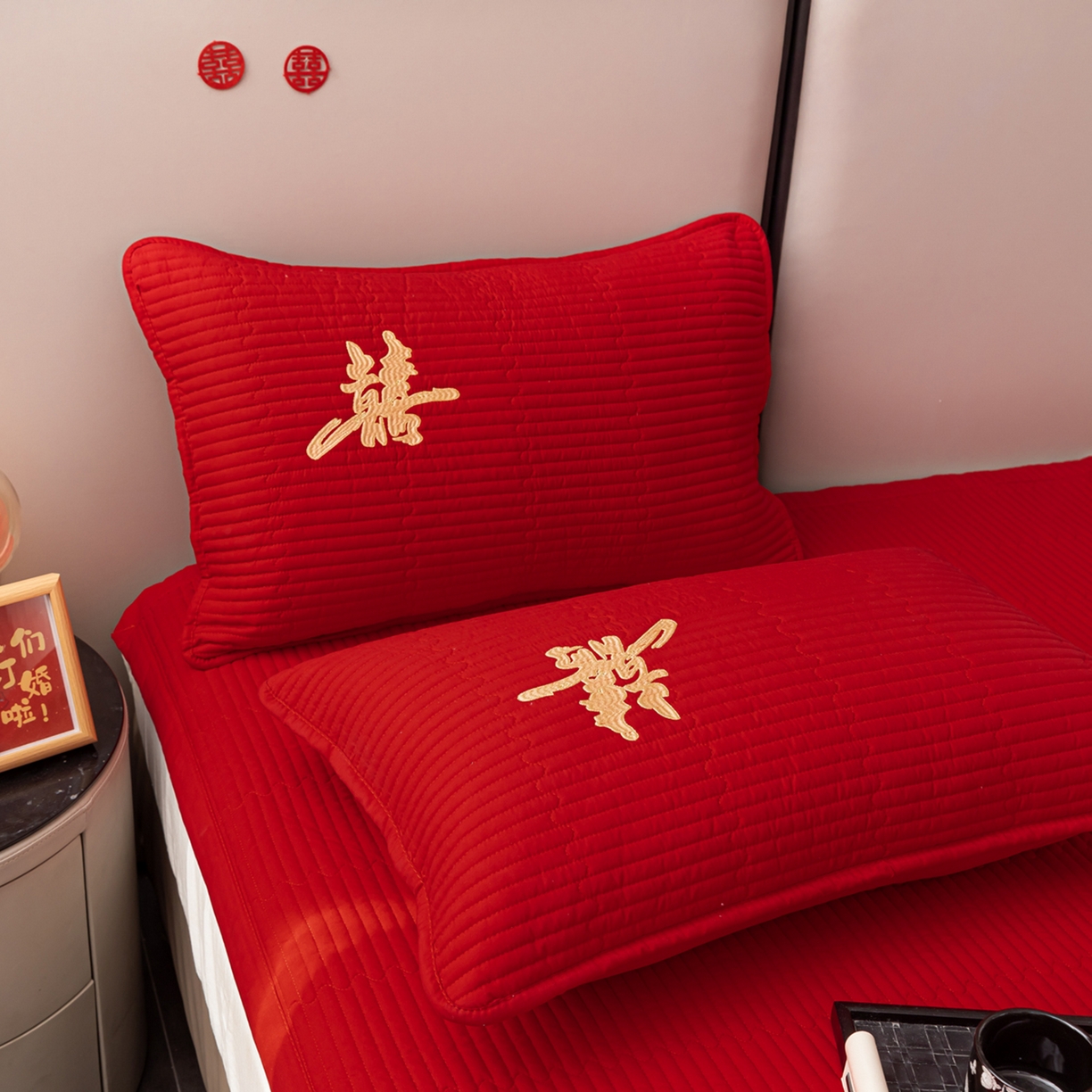 91家纺网 家纺一手货源 找家纺 卓缦家纺 2025新款婚庆加厚软床垫软床笠三件套婚庆床单床盖 喜嫁-床护垫