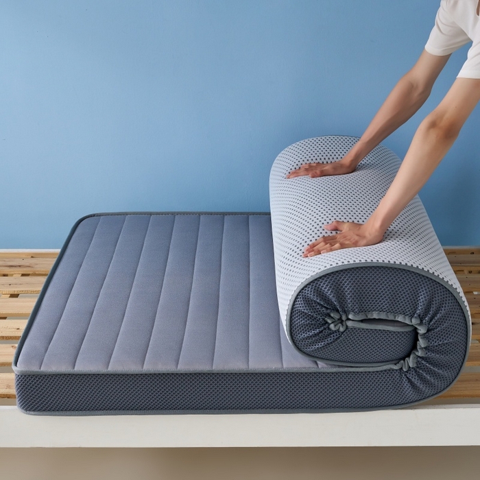 91家纺网 家纺一手货源 找家纺 奇丝雅 2025新款牛奶丝学生宿舍床专用加厚记忆棉海绵立体乳胶床垫【高密记忆棉】 牛奶-灰（9公分）