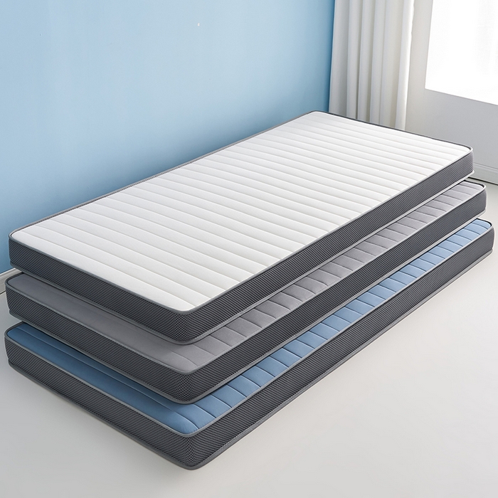 91家纺网 家纺一手货源 找家纺 奇丝雅 2025新款牛奶丝学生宿舍床专用加厚记忆棉海绵立体乳胶床垫【高密记忆棉】牛奶-灰蓝（6公分）