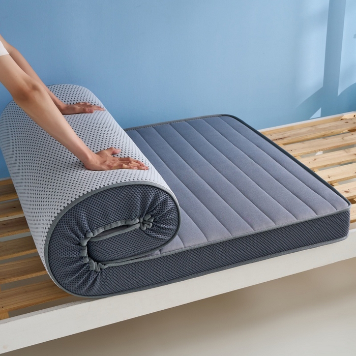 91家纺网 家纺一手货源 找家纺 奇丝雅 2025新款牛奶丝学生宿舍床专用加厚记忆棉海绵立体乳胶床垫【高密记忆棉】 牛奶-灰（9公分）