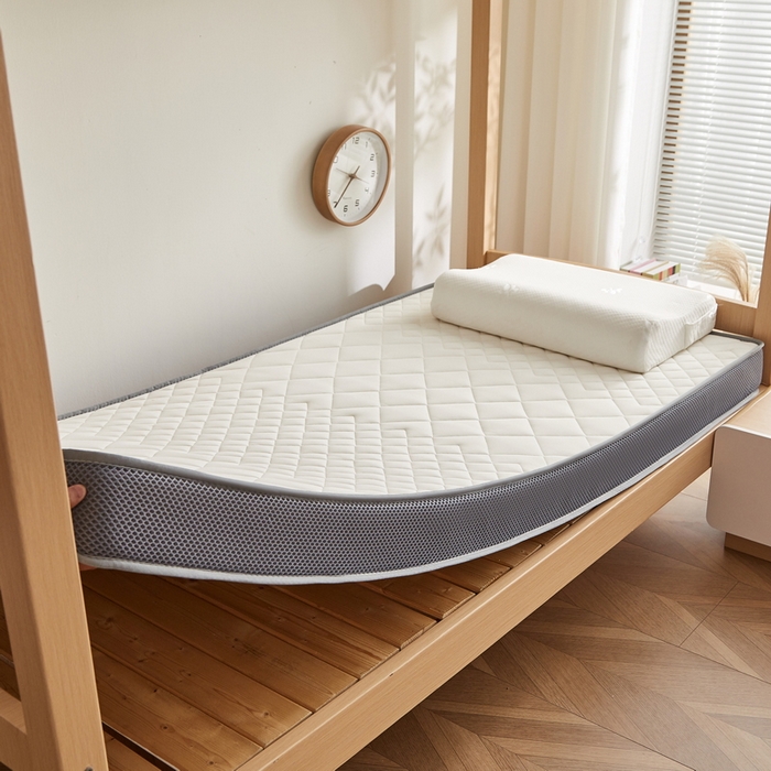 91家纺网 家纺一手货源 找家纺 奇丝雅 2025新款牛奶丝学生宿舍床上下铺专用加厚记忆棉海绵立体乳胶床垫【高密记忆棉】 菱格-白（9公分）
