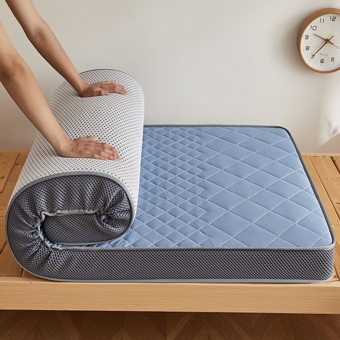 91家纺网 家纺一手货源 找家纺 奇丝雅 2025新款牛奶丝学生宿舍床上下铺专用加厚记忆棉海绵立体乳胶床垫【高密记忆棉】 菱格-兰（6公分）