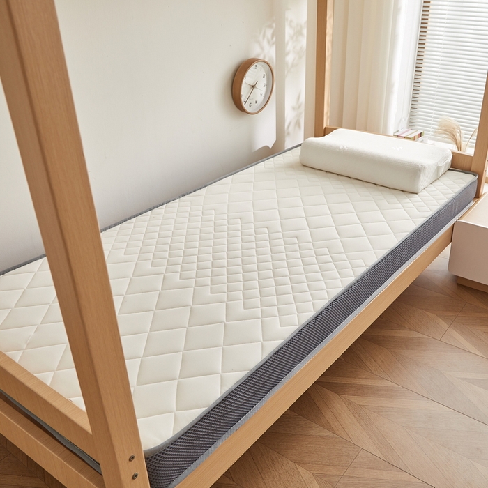 91家纺网 家纺一手货源 找家纺 奇丝雅 2025新款牛奶丝学生宿舍床上下铺专用加厚记忆棉海绵立体乳胶床垫【高密记忆棉】 菱格-白（6公分）