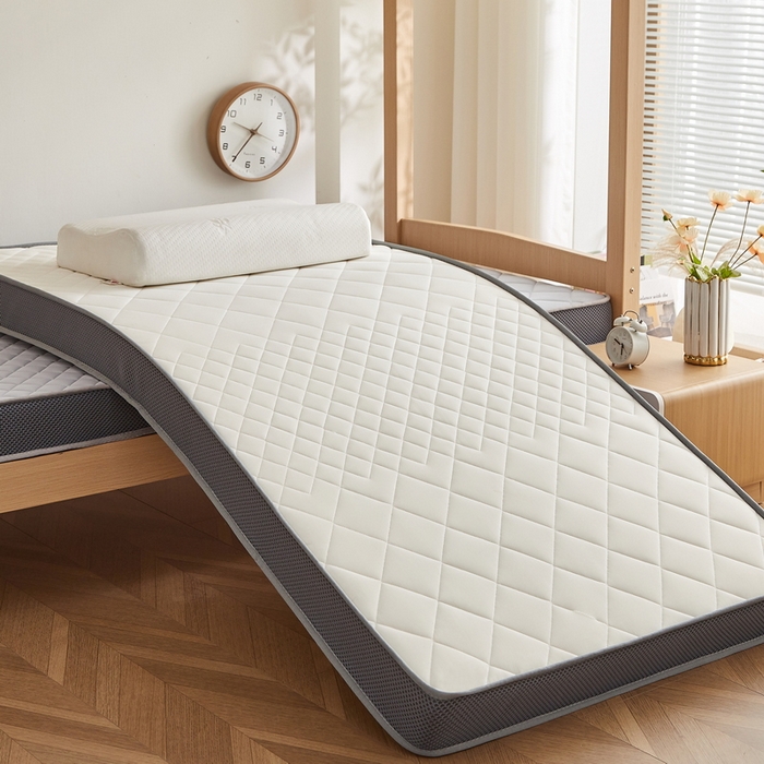 91家纺网 家纺一手货源 找家纺 奇丝雅 2025新款牛奶丝学生宿舍床上下铺专用加厚记忆棉海绵立体乳胶床垫【高密记忆棉】 菱格-白（9公分）