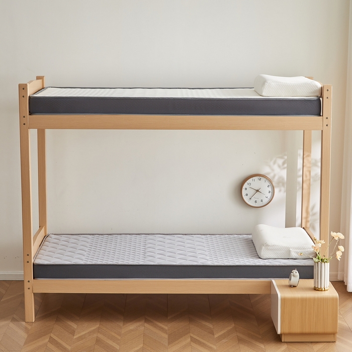 91家纺网 家纺一手货源 找家纺 奇丝雅 2025新款牛奶丝学生宿舍床上下铺专用加厚记忆棉海绵立体乳胶床垫【高密记忆棉】 菱格-灰（9公分）