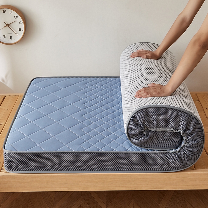 91家纺网 家纺一手货源 找家纺 奇丝雅 2025新款牛奶丝学生宿舍床上下铺专用加厚记忆棉海绵立体乳胶床垫【高密记忆棉】 菱格-兰（6公分）