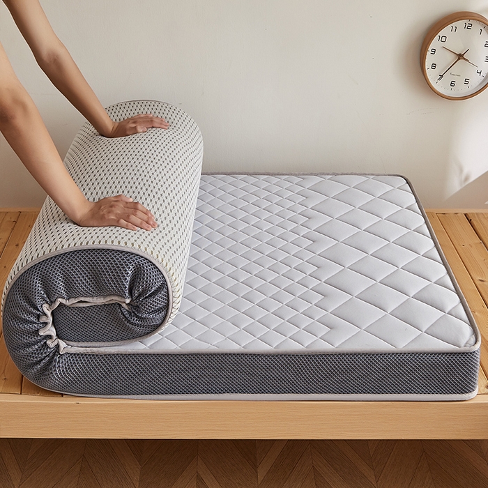 91家纺网 家纺一手货源 找家纺 奇丝雅 2025新款牛奶丝学生宿舍床上下铺专用加厚记忆棉海绵立体乳胶床垫【高密记忆棉】 菱格-灰（6公分）