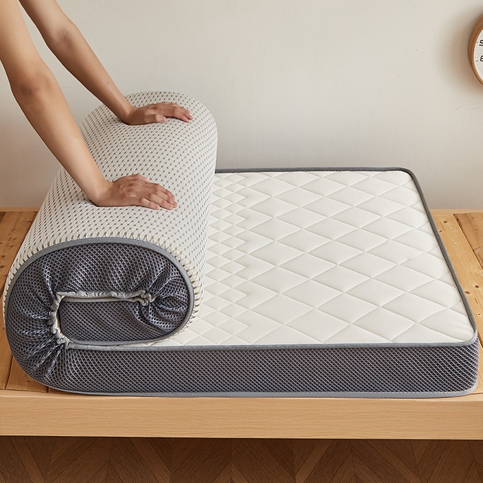 91家纺网 家纺一手货源 找家纺 奇丝雅 2025新款牛奶丝学生宿舍床上下铺专用加厚记忆棉海绵立体乳胶床垫【高密记忆棉】 菱格-白（9公分）