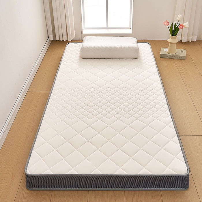 91家纺网 家纺一手货源 找家纺 奇丝雅 2025新款牛奶丝学生宿舍床上下铺专用加厚记忆棉海绵立体乳胶床垫【高密记忆棉】 菱格-白（6公分）