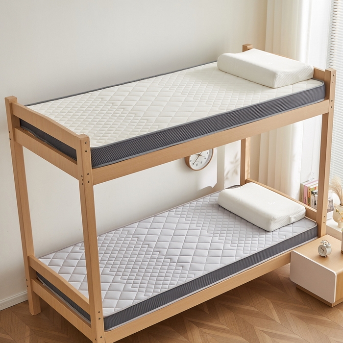 91家纺网 家纺一手货源 找家纺 奇丝雅 2025新款牛奶丝学生宿舍床上下铺专用加厚记忆棉海绵立体乳胶床垫【高密记忆棉】 菱格-灰（6公分）