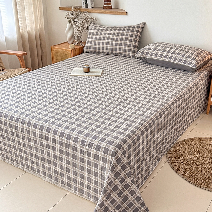 91家纺网 家纺一手货源 找家纺 （总）盛秋2025新款A类亲肤水洗格子单床单