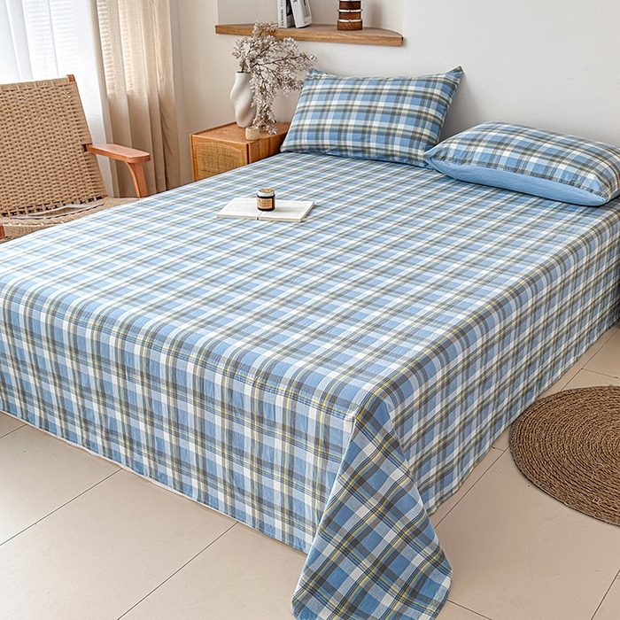 91家纺网 家纺一手货源 找家纺 （总）盛秋2025新款A类亲肤水洗格子单床单