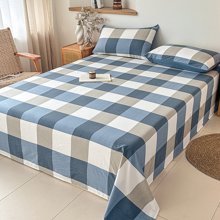 91家纺网 家纺一手货源 找家纺 （总）盛秋2025新款A类亲肤水洗格子单床单