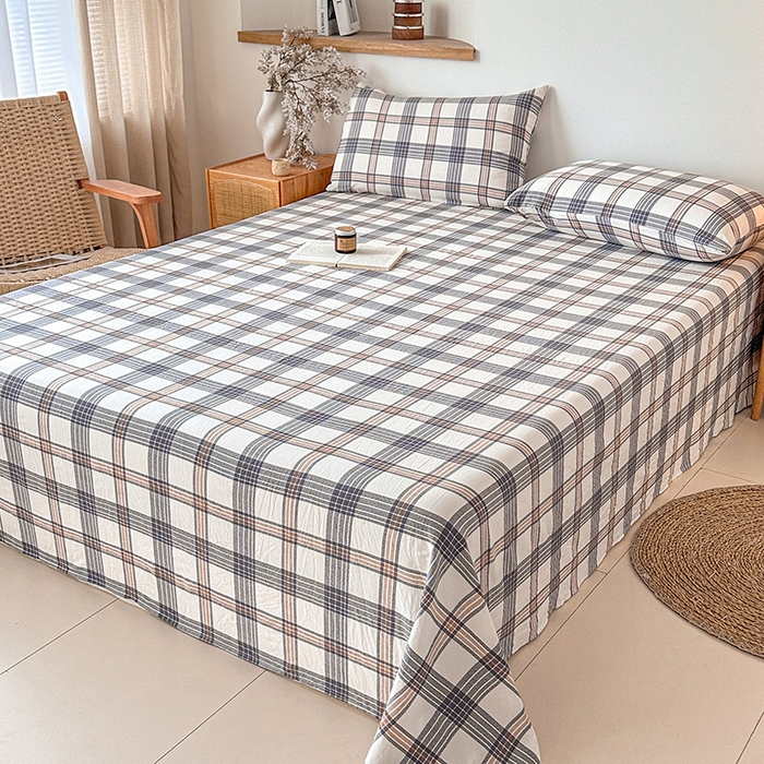 91家纺网 家纺一手货源 找家纺 （总）盛秋2025新款A类亲肤水洗格子单床单