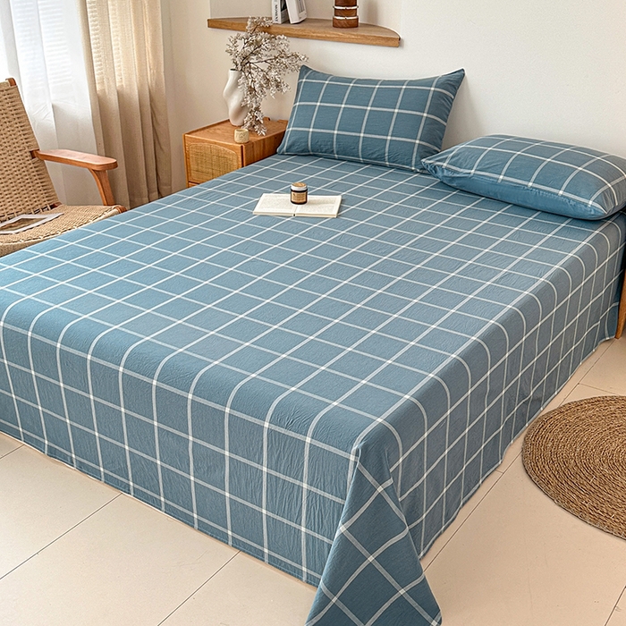 91家纺网 家纺一手货源 找家纺 （总）盛秋2025新款A类亲肤水洗格子单床单