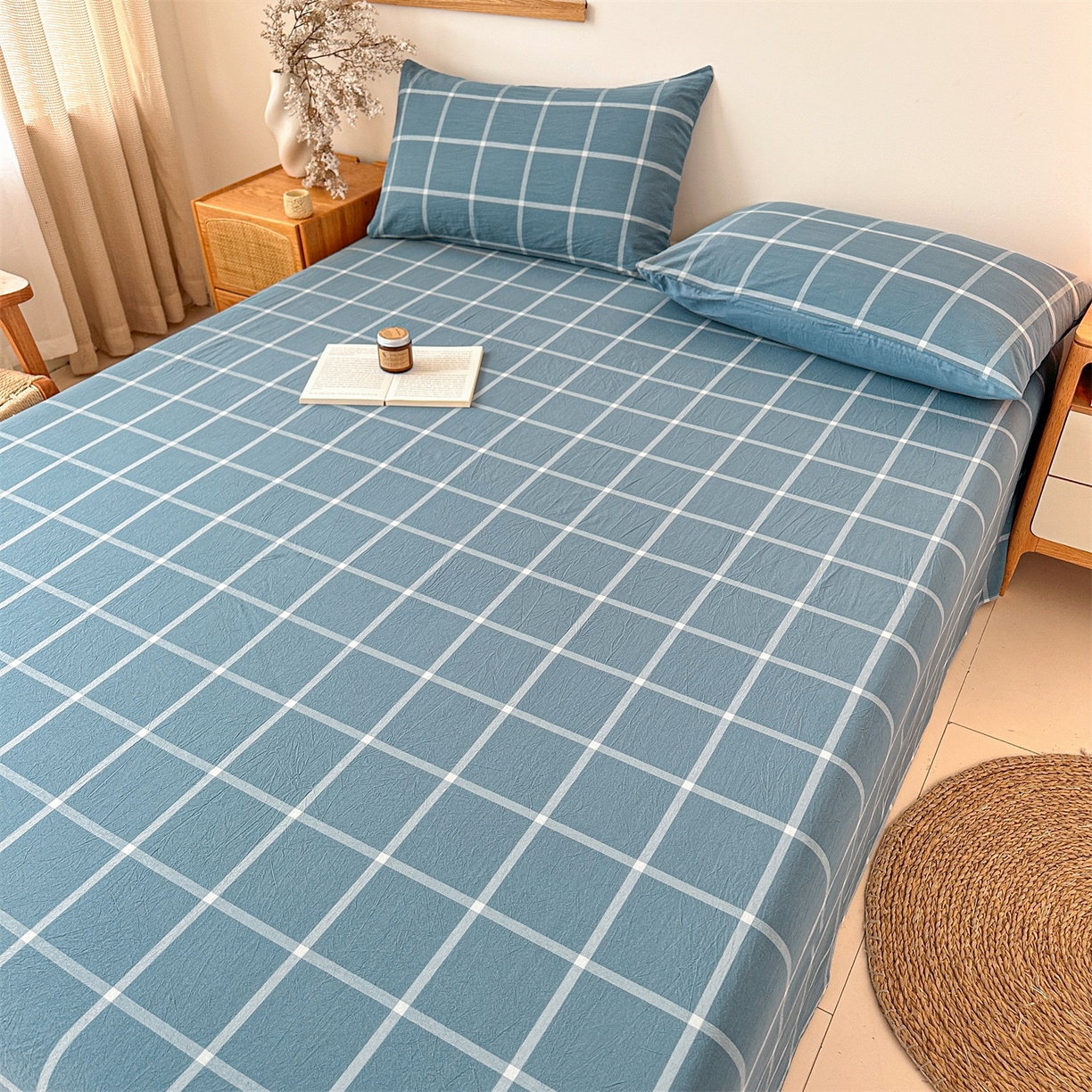 91家纺网 家纺一手货源 找家纺 （总）盛秋2025新款A类亲肤水洗格子单床单