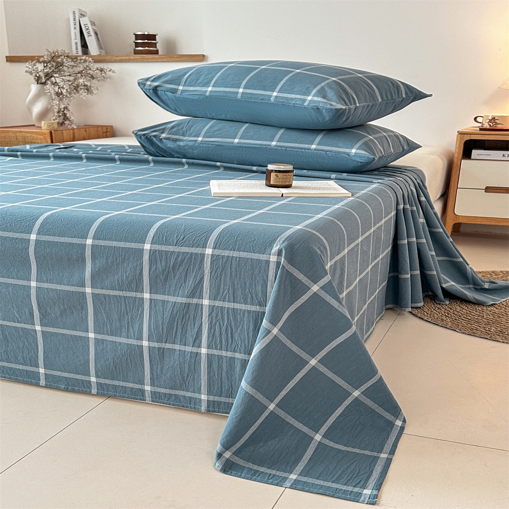 91家纺网 家纺一手货源 找家纺 （总）盛秋2025新款A类亲肤水洗格子单床单