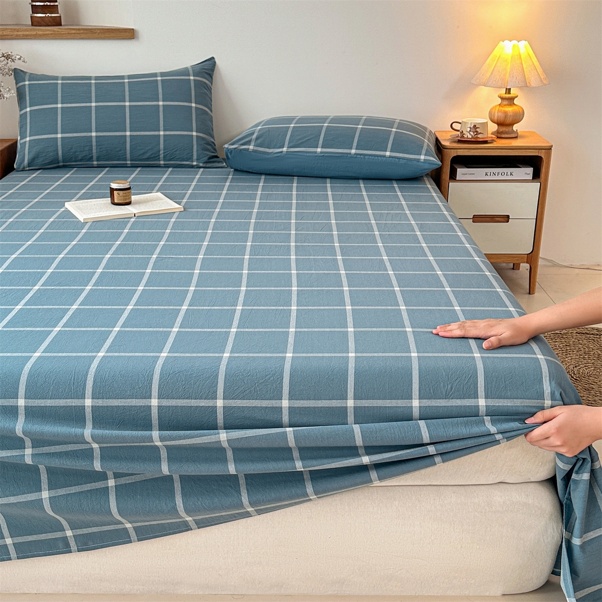 91家纺网 家纺一手货源 找家纺 （总）盛秋2025新款A类亲肤水洗格子单床单