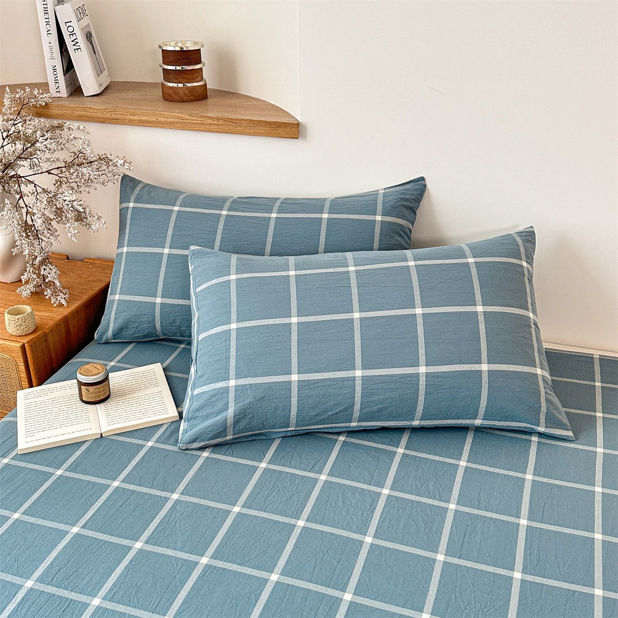 91家纺网 家纺一手货源 找家纺 （总）盛秋2025新款A类亲肤水洗格子单床单