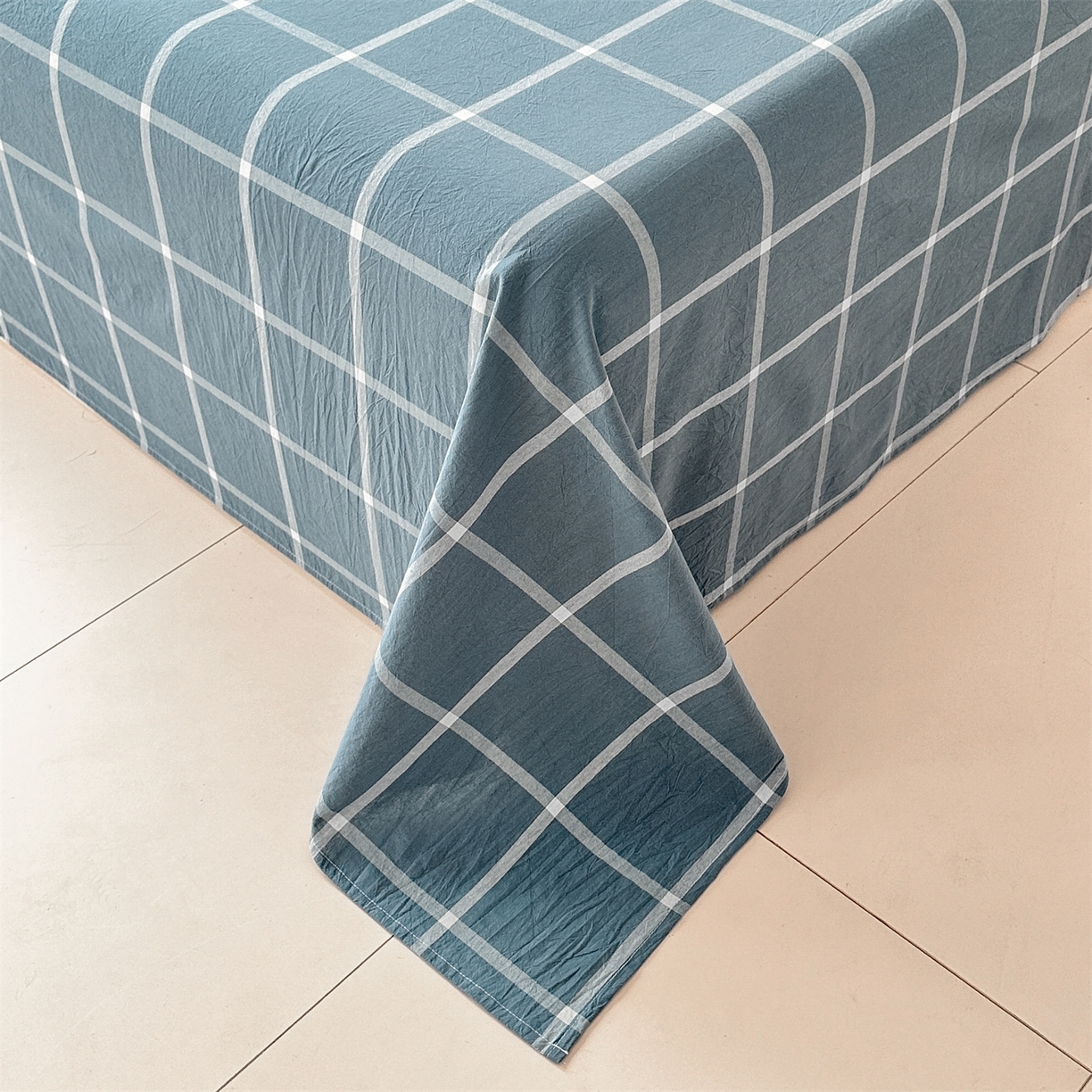 91家纺网 家纺一手货源 找家纺 （总）盛秋2025新款A类亲肤水洗格子单床单