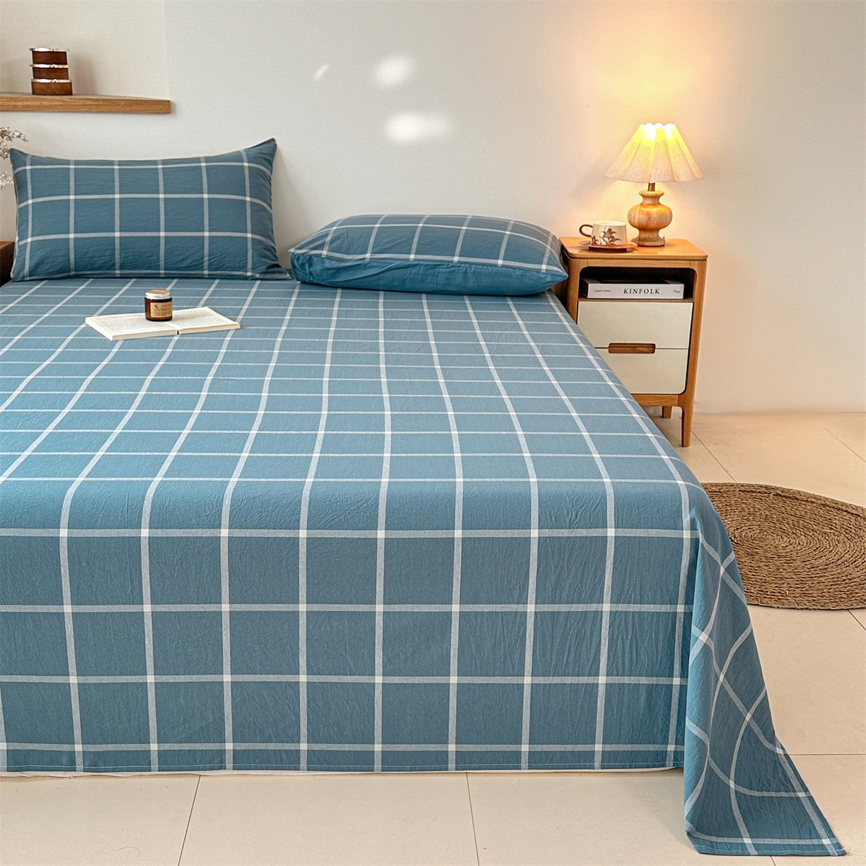 91家纺网 家纺一手货源 找家纺 （总）盛秋2025新款A类亲肤水洗格子单床单