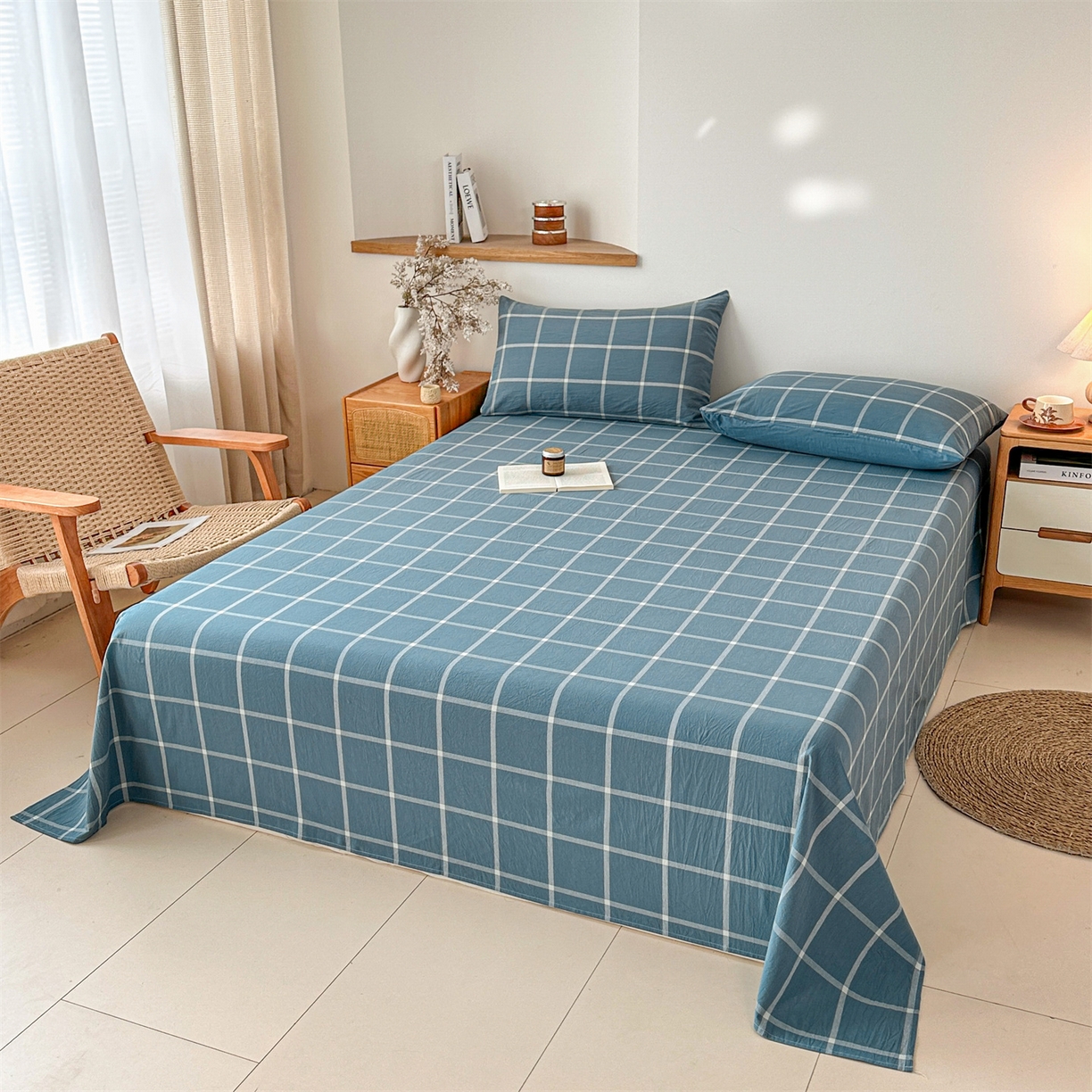 （总）盛秋2025新款A类亲肤水洗格子单床单