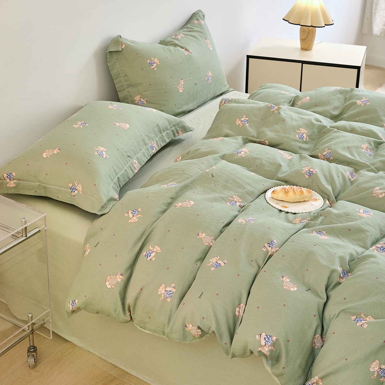 91家纺网 家纺一手货源 找家纺 锦罗绣 2025新款全棉双层纱印花单被套（第二批） 爱乐熊