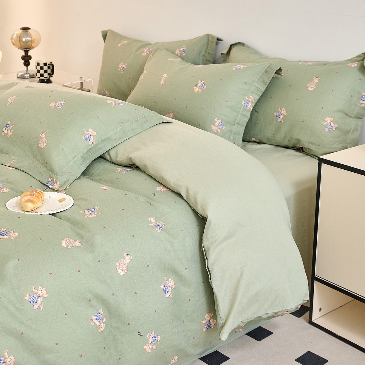 91家纺网 家纺一手货源 找家纺 锦罗绣 2025新款全棉双层纱印花单被套（第二批） 爱乐熊