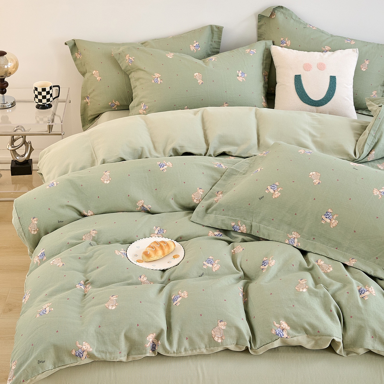 91家纺网 家纺一手货源 找家纺 锦罗绣 2025新款全棉双层纱印花单被套（第二批） 爱乐熊