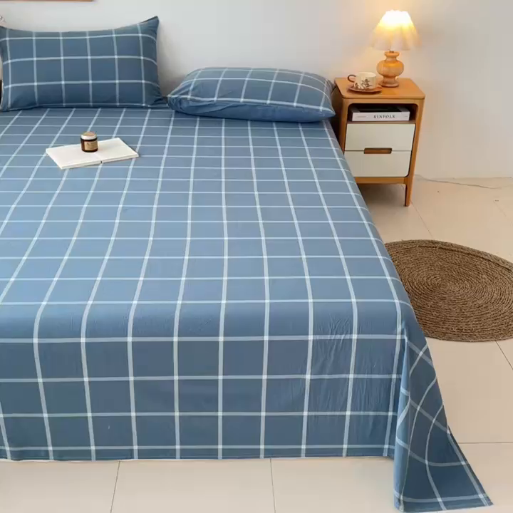 91家纺网 家纺一手货源 找家纺 （总）盛秋2025新款A类亲肤水洗格子单床单