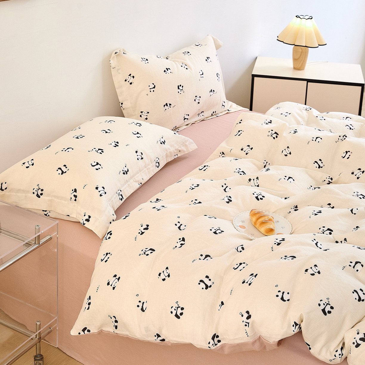 91家纺网 家纺一手货源 找家纺 锦罗绣 2025新款全棉双层纱印花单被套（第二批） 国宝熊猫