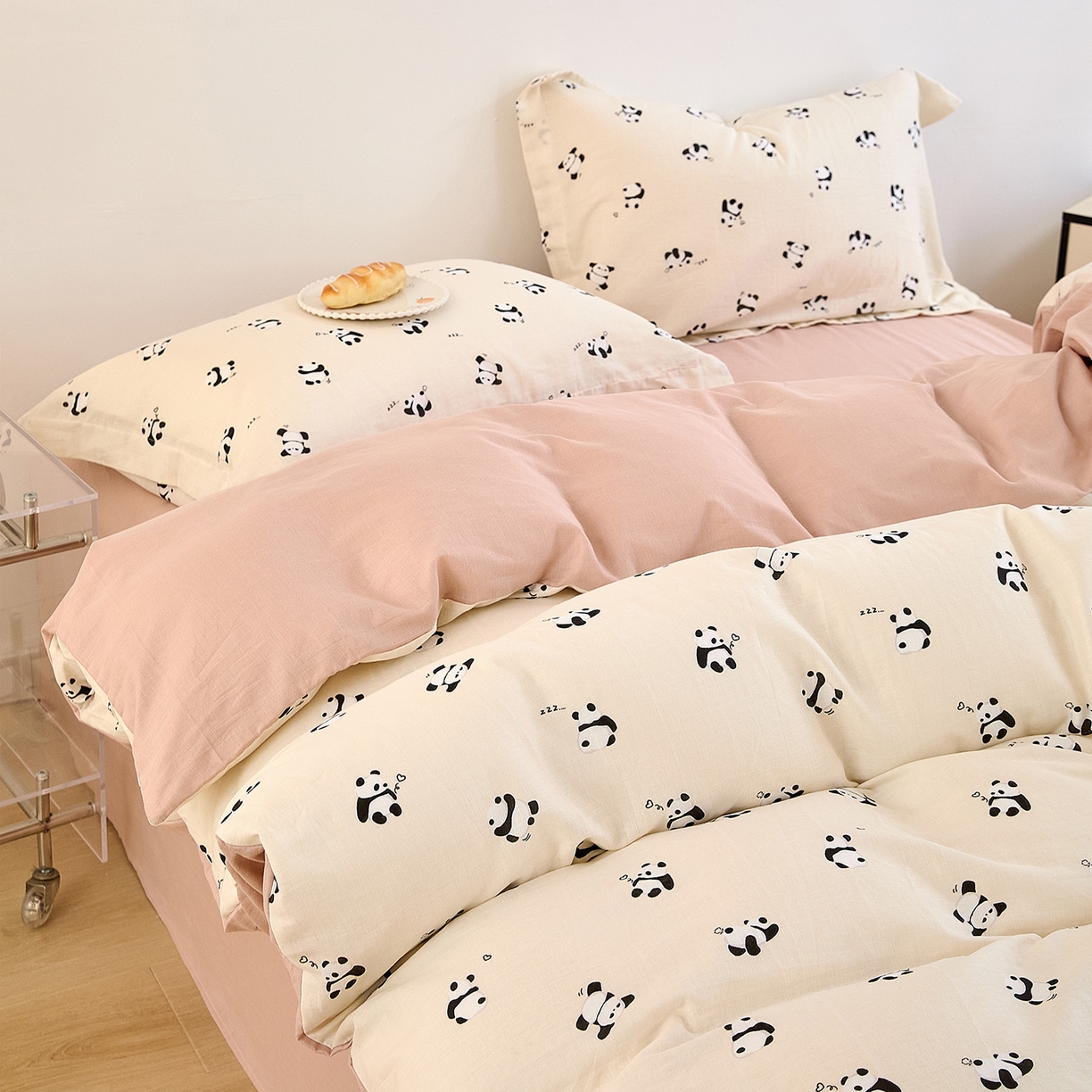 91家纺网 家纺一手货源 找家纺 锦罗绣 2025新款全棉双层纱印花单被套（第二批） 国宝熊猫