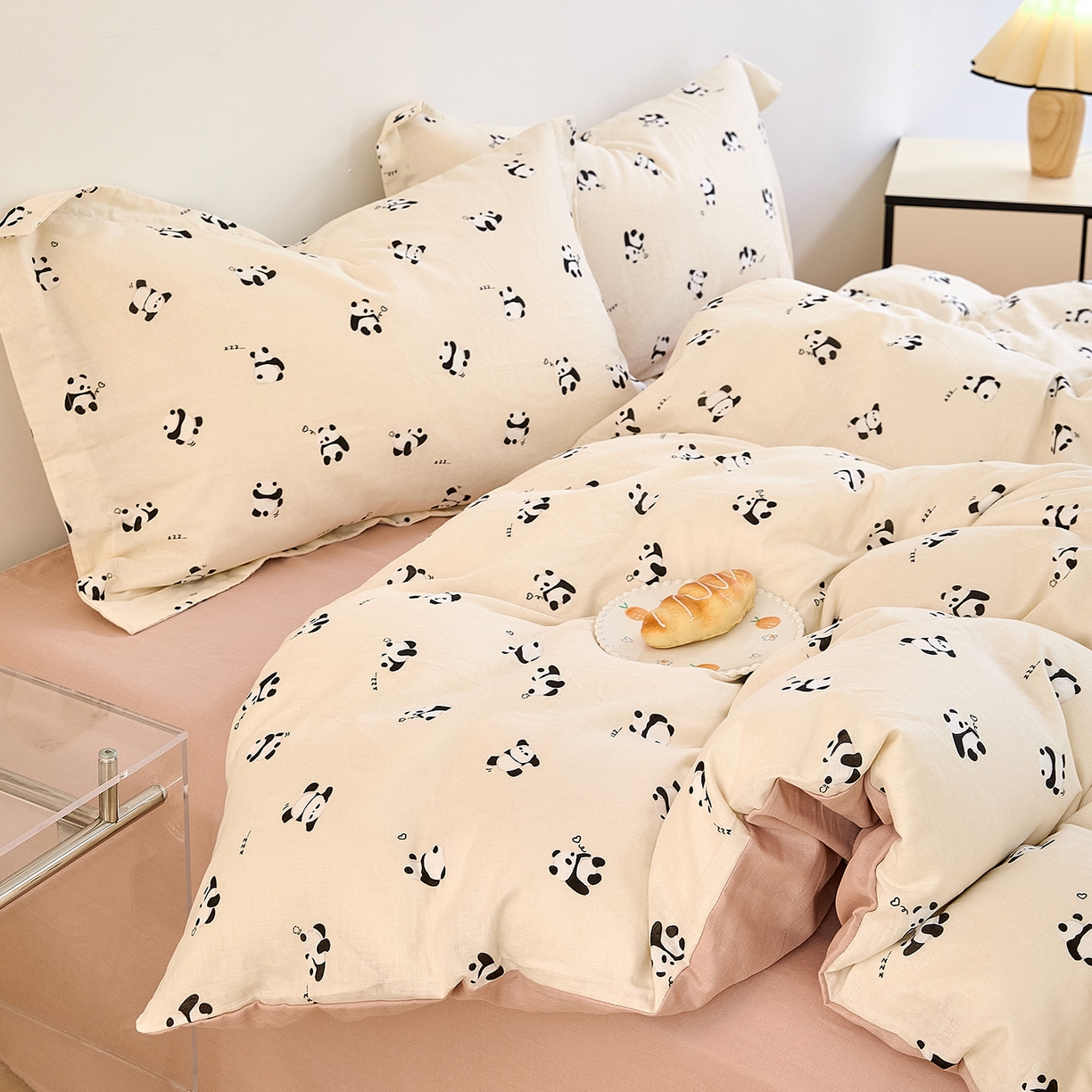 91家纺网 家纺一手货源 找家纺 锦罗绣 2025新款全棉双层纱印花单被套（第二批） 国宝熊猫