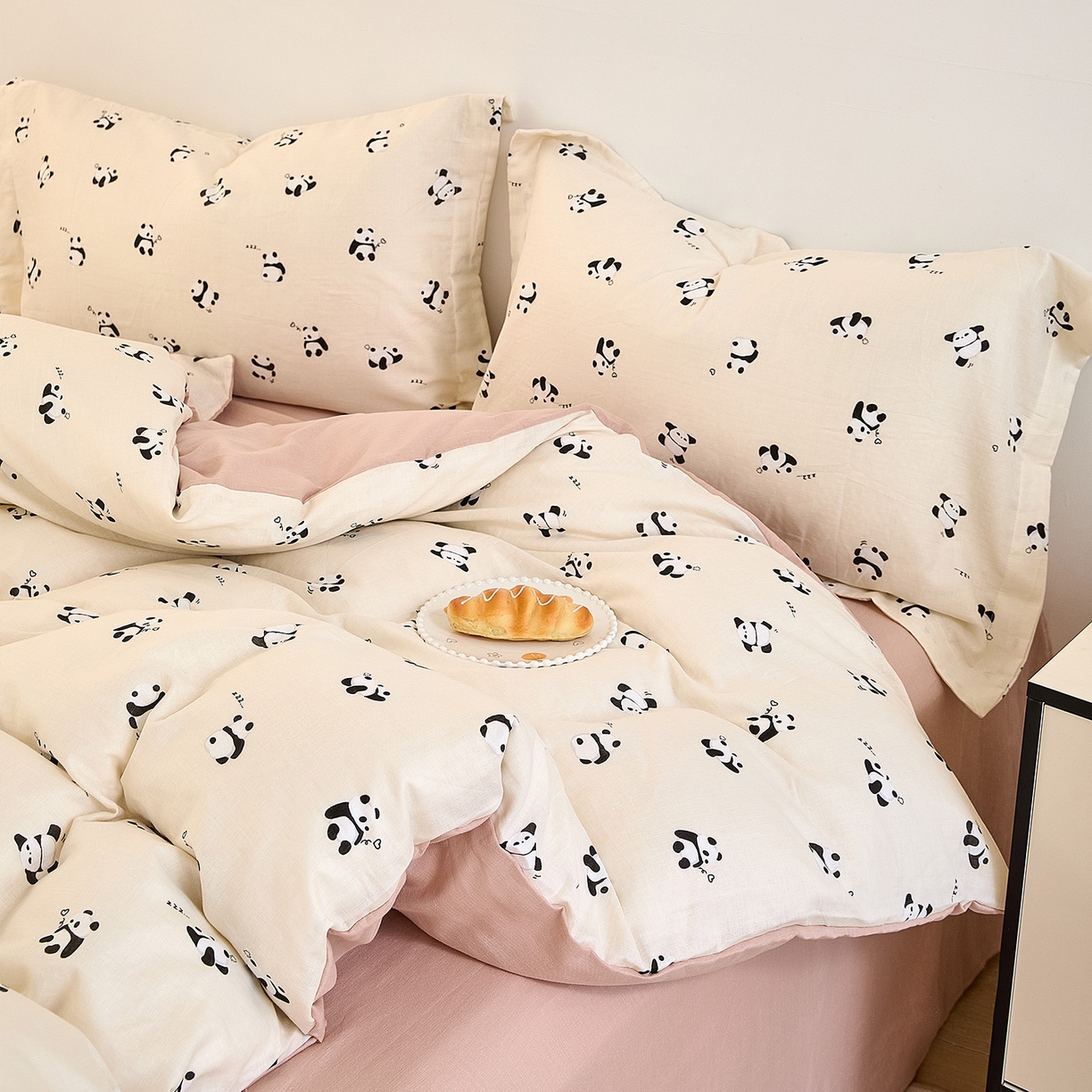 91家纺网 家纺一手货源 找家纺 锦罗绣 2025新款全棉双层纱印花单被套（第二批） 国宝熊猫